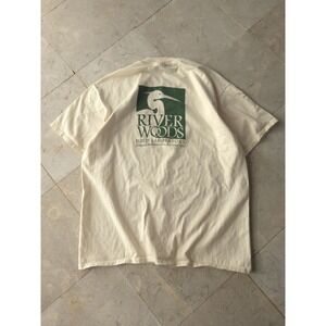 Vintage 1990s River Woods Field Laboratory Ivory Pocket T-shirt Hanes XL